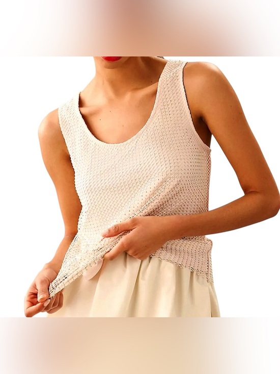 Anthropologie Tops - NWT - Anthropologie Sunday in Brooklyn Rhinestone Mesh Tank Ivory Size Medium